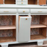 Renovated vintage Mado sideboard – Celadon green & natural cane