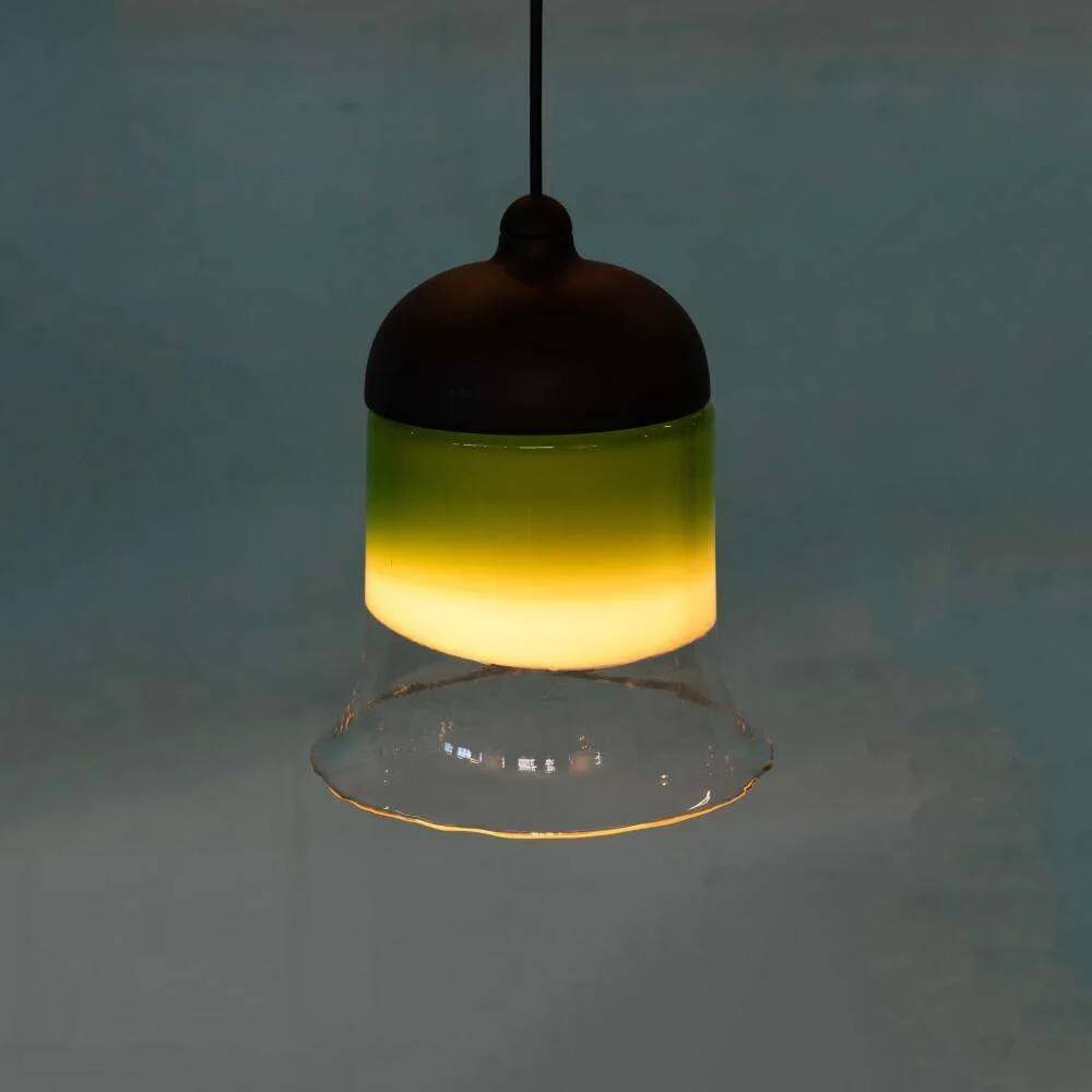 Minimalist glass pendant light Peil & Putzler from the space age