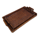 Pair of dark rattan trays