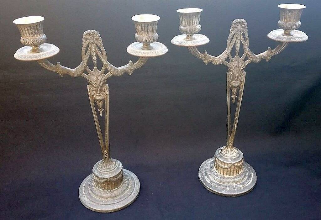 WMF Antique Art Nouveau Candlestick Pair Jugendstil  Germany