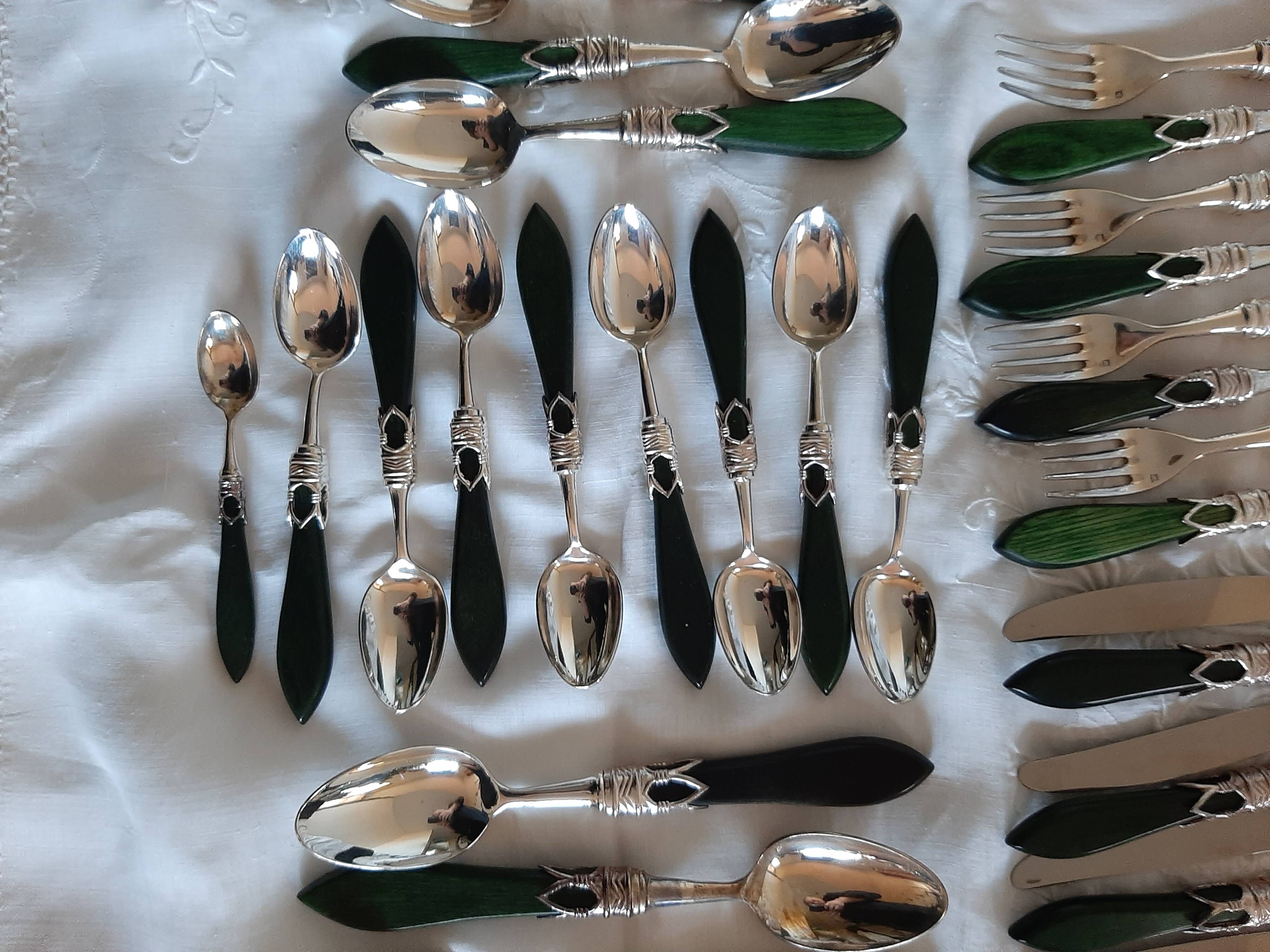 Laure Japy silver-plated metal and wood cutlery set x8