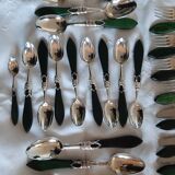 Cutlery set x8 Laure Japy silver metal and wood