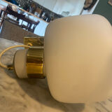 Vintage opaline and brass wall lamp