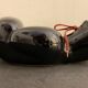 Ashtray or empty pocket in black ceramic, boxing glove JC. Peire, 1970