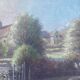 HST painting "Country part with bell tower" signed 19th century