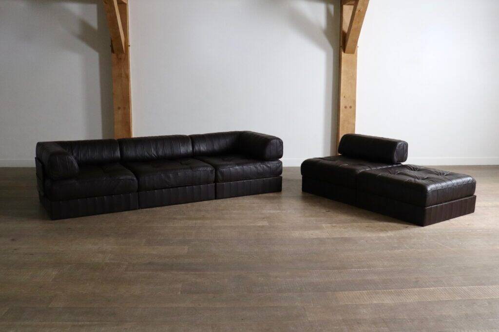 De Sede DS-88 modular sofa in dark brown patchwork leather, Switzerland 1970s