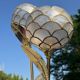 Floral floor lamp in brass and Capiz shell, 1970