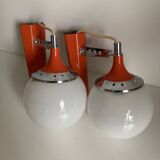 Set of two vintage orange wall lights from the 70s