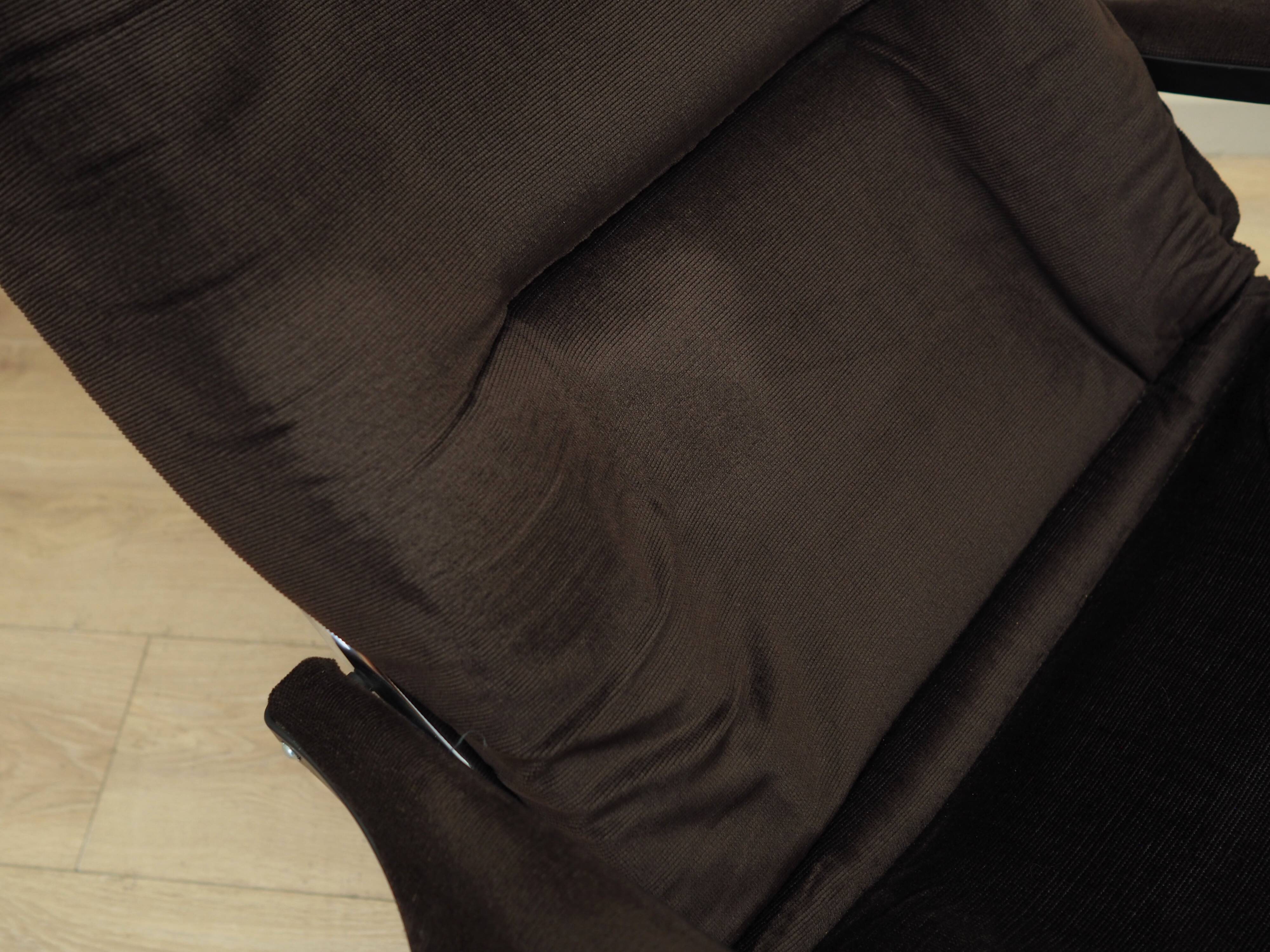 Brown velour armchair, Danish design, 1970s, production: Denmark