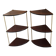 Pair of vintage corner shelves in wood and gold metal, 1960s