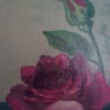 Still life vintage oil on canvas representing a bouquet of roses signed Piquet