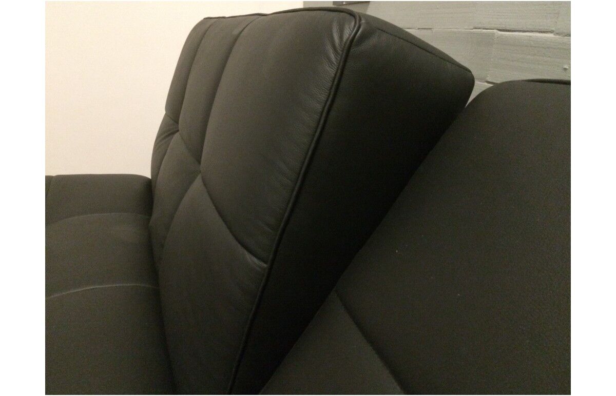 Sofa bed "Smala" vintage black leather adjustable by Pascal Mourgue for Ligne Roset