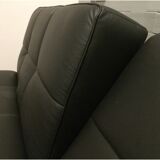Canapé-lit vintage "Smala" noir en cuir ajustable par Pascal Mourgue pour Ligne Roset