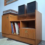 Vintage record player cabinet, designer hi-fi radio sideboard