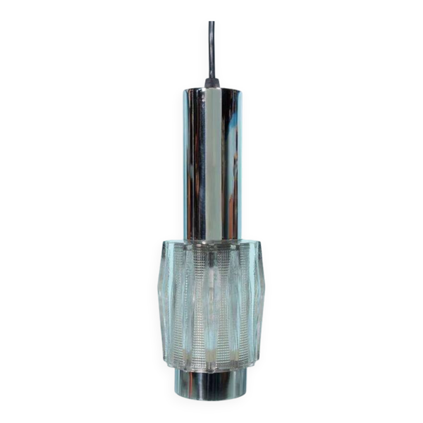 Suspension vintage en chrome et verre, lampe cascade espace âge — Beyit