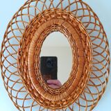 Miroir en rotin tressé