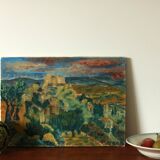 Vintage oil painting landscape