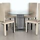 Italian Pedestal Dining Table in Chrome and Glass