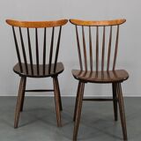 Pair of Drevounia solid beech and plywood veneer chairs, Czechoslovakia, 1970s