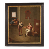 Peinture d'intérieur flamande antique du 17ème siècle