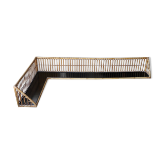 Rattan corner wall shelf 200 x 100 50s