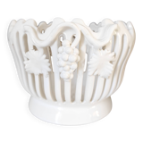 Openwork earthenware fruit bowl with grape decoration