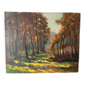 Cabane dans la forêt, huile sur panneau, signée H Classens