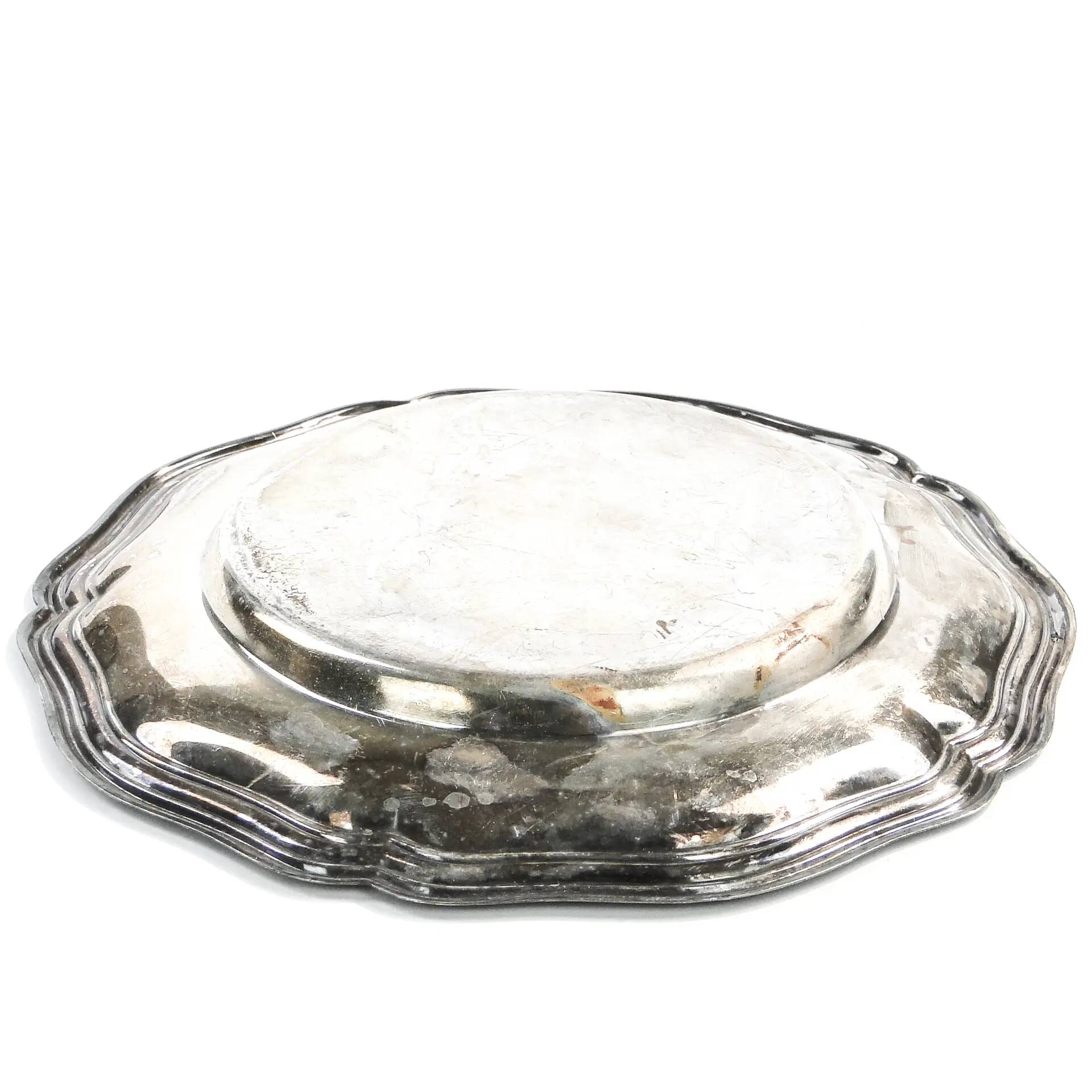 Art Nouveau platter, silver-plated brass, Sweden, 1920s