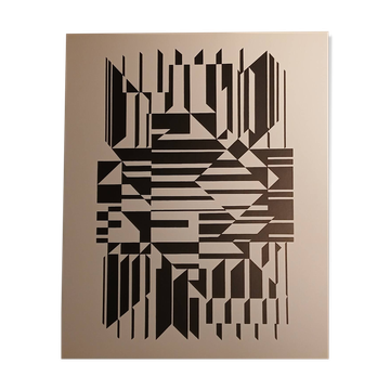 Vintage linear silkscreen print by Victor Vasarely, circa 1970, op art