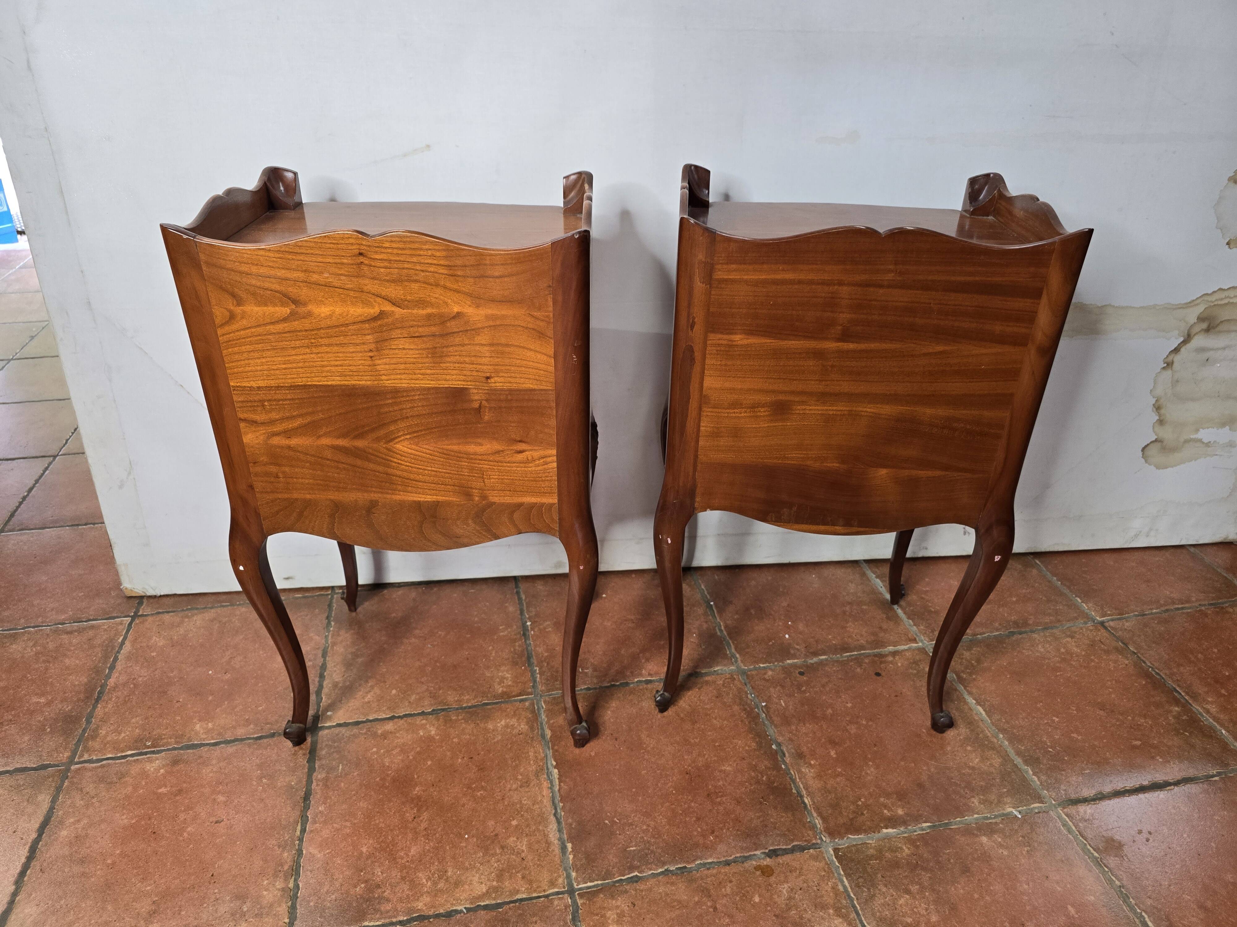 Pair of Louis XV style bedside tables in cherry wood