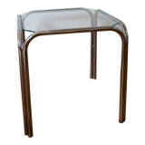 Side table in glass and chromed metal