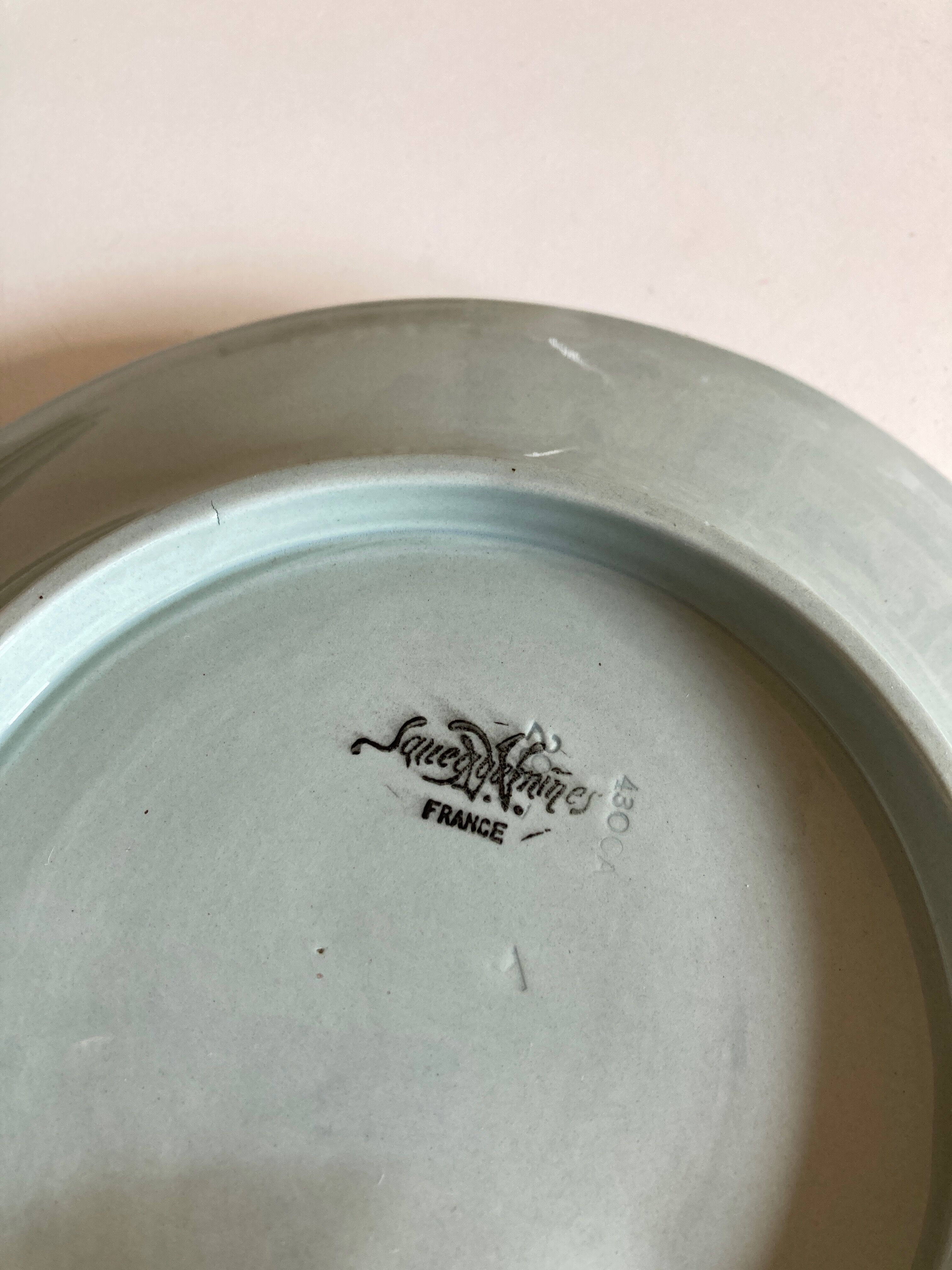 Set de 6 assiettes céladon de Sarreguemines 1950