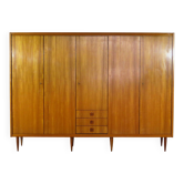 Large vintage mid century modern 5-door wardrobe in teak, 1960s
