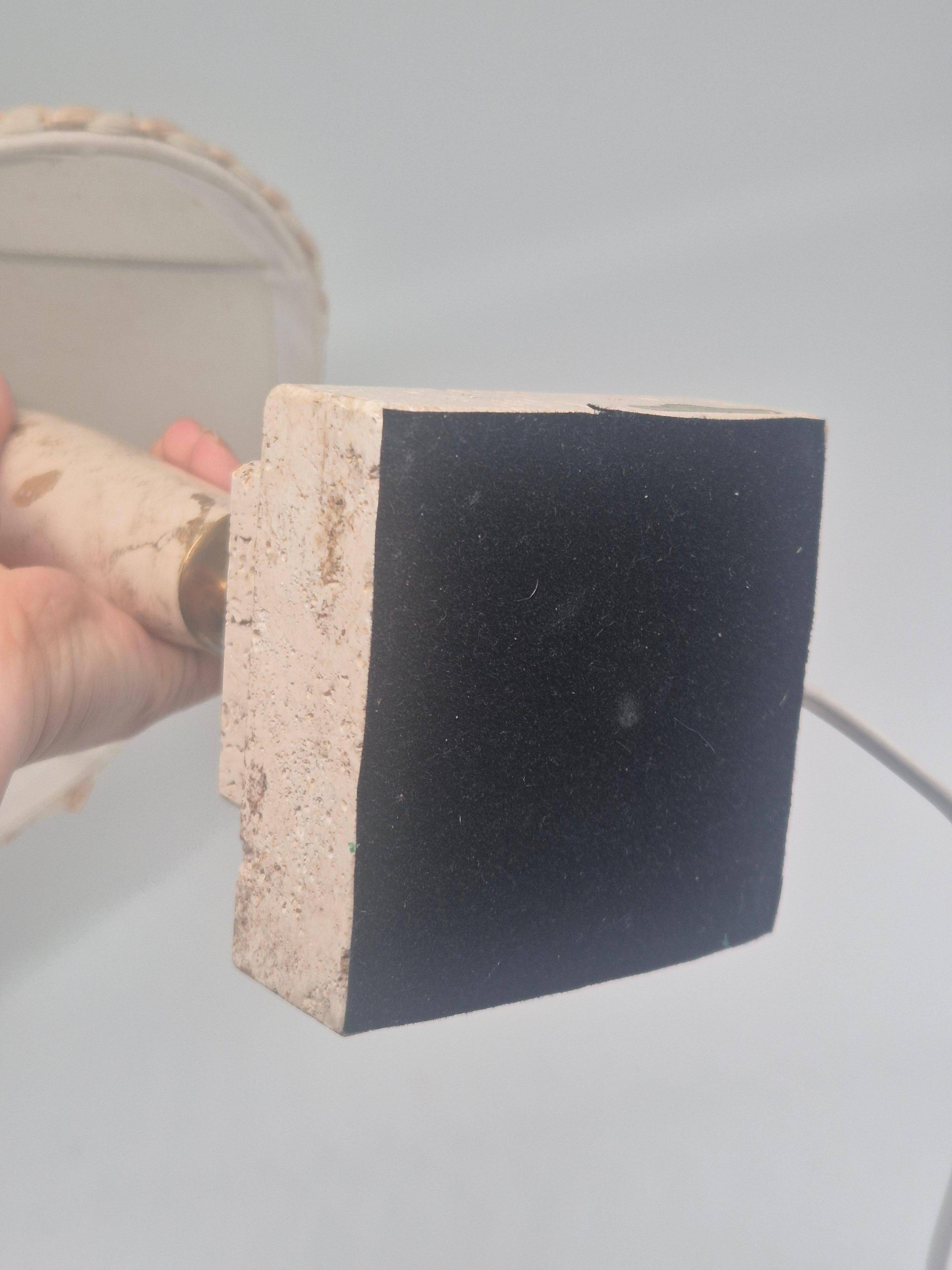 Table lamp in onyx and travertine, mid-century modern, 1970s.