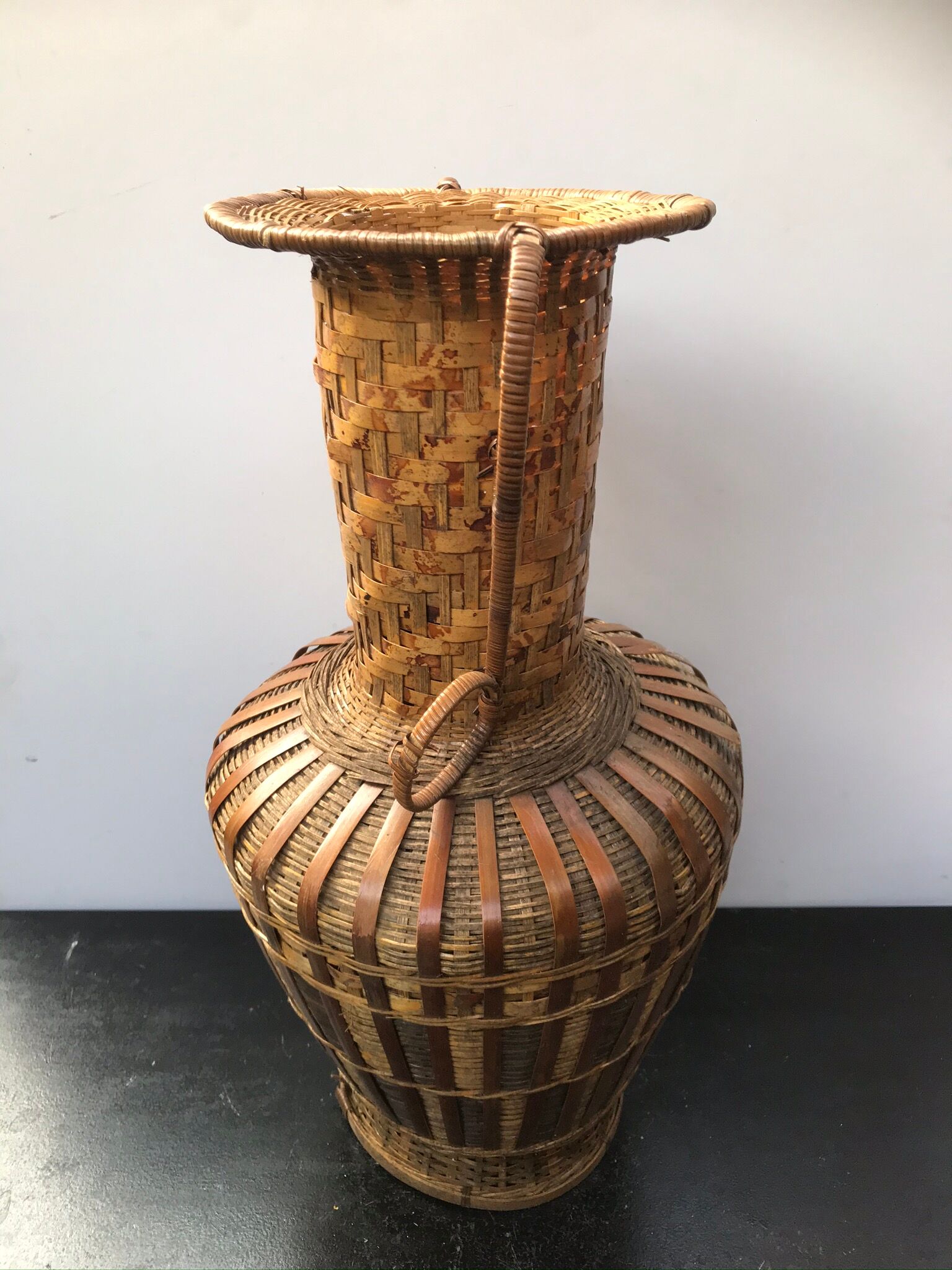 Former rotin vase braided grand vintage deco model