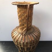 Vase rotin tressé grand modèle déco vintage