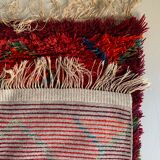 Vintage Swedish Red High Pile Rya Rug