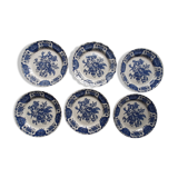 6 Plates dessert service Ridgway Windsor Staffordshire blue décor