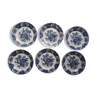6 Plates dessert service Ridgway Windsor Staffordshire blue décor