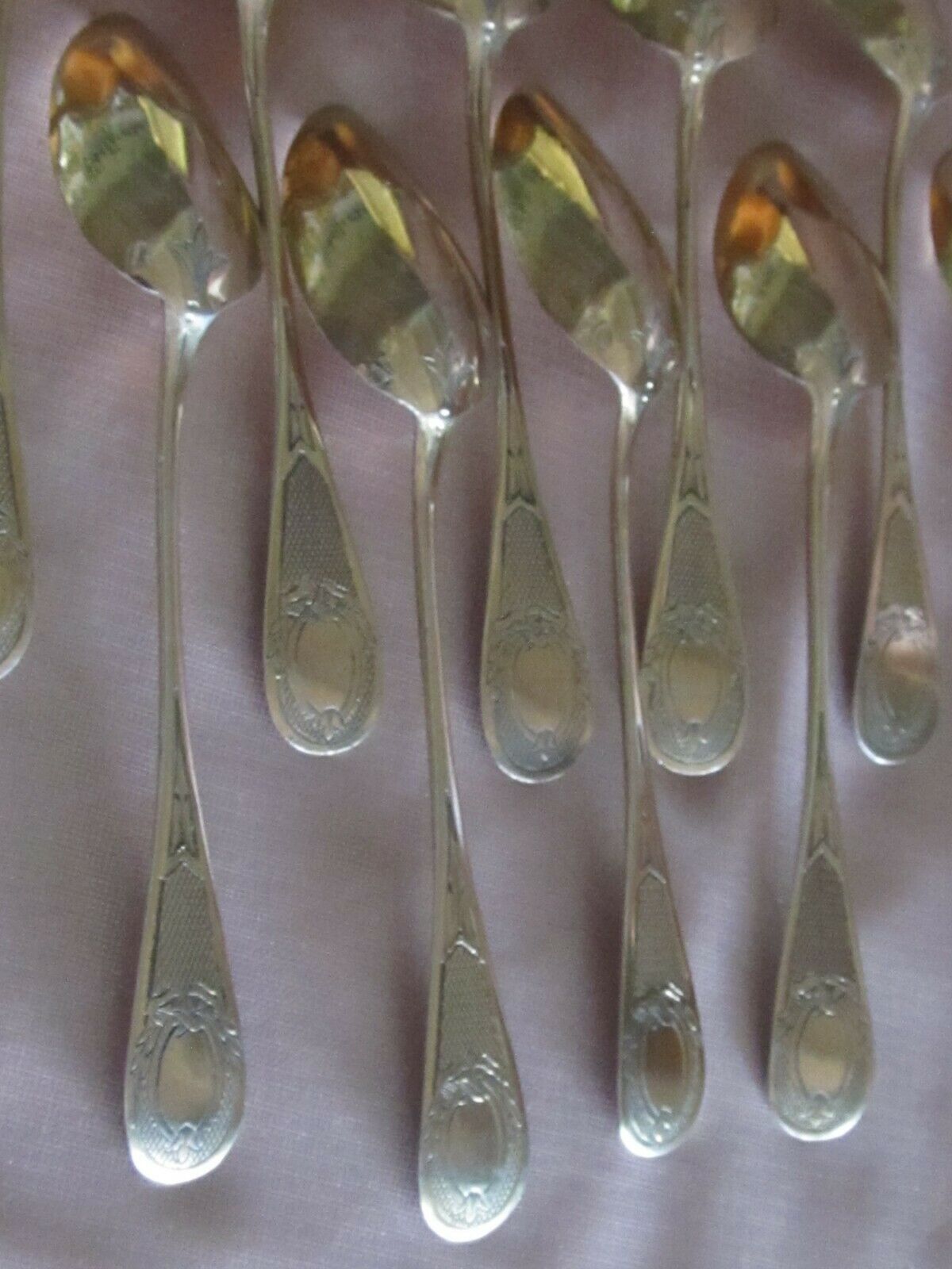 Box of 12 small silver spoons vermeil punch Minerve 190 Grs