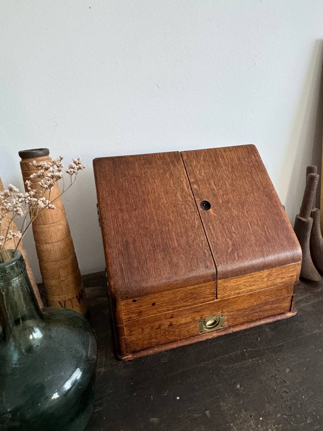 Small wooden mail storage unit