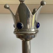 Set of 4 Art Deco candlesticks in silver-plated metal and lapis lazuli