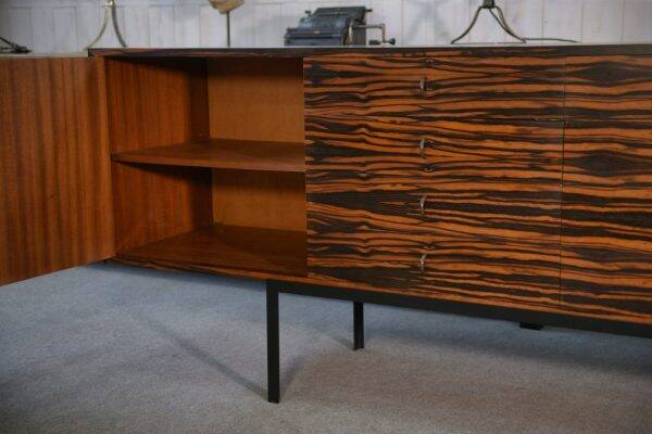 Designer sideboard in Gabonese ebony, 1 door, 12 drawers, 1960s