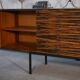Designer sideboard in Gabonese ebony, 1 door, 12 drawers, 1960s