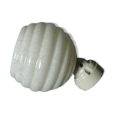 Clichy glass wall lamp with porcelain support 50s