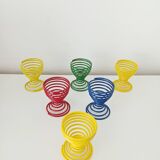 Set of 6 spring, spiral egg cups