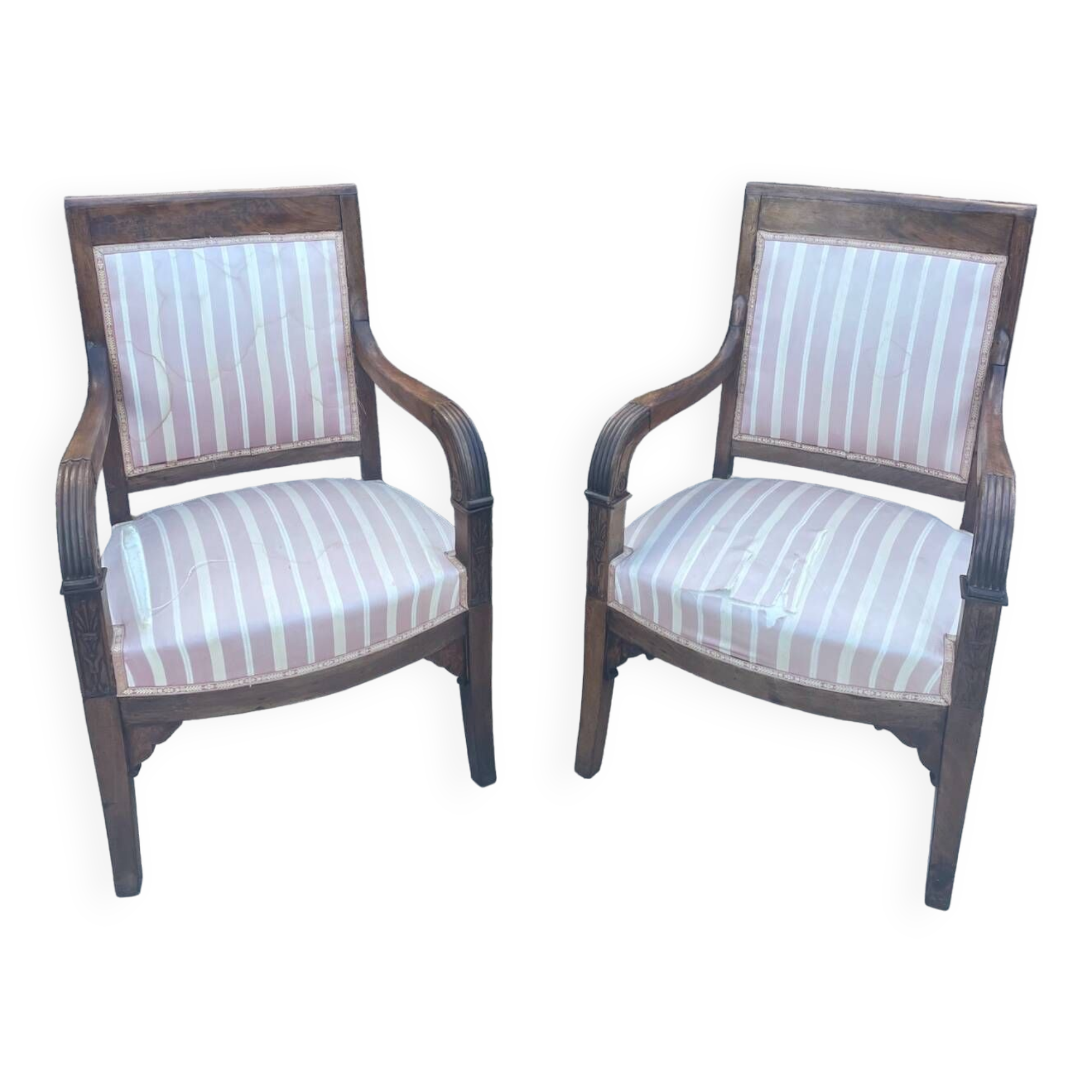 Pair of French mahogany armchairs from the Restoration period