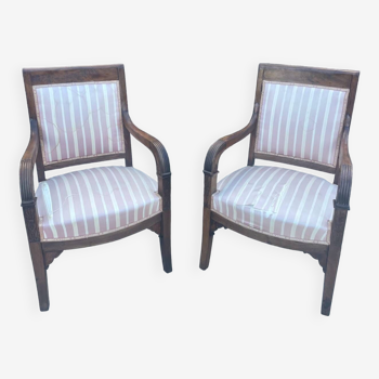 Pair of French Mahogany armchairs from the restoration period