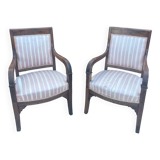Pair of French mahogany armchairs from the Restoration period