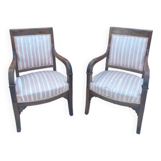 Pair of French Mahogany armchairs from the restoration period